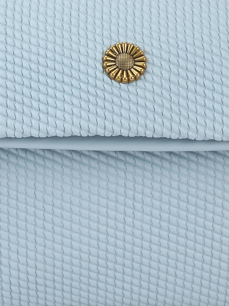 globus  Globus Women Blue Textured Chain Handle Rectangular Party Shoulder Bag With Detachable Strap  | Best Price UAE